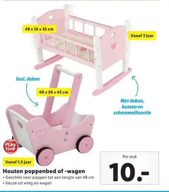 Lidl Houten poppenbed of -wagen aanbieding