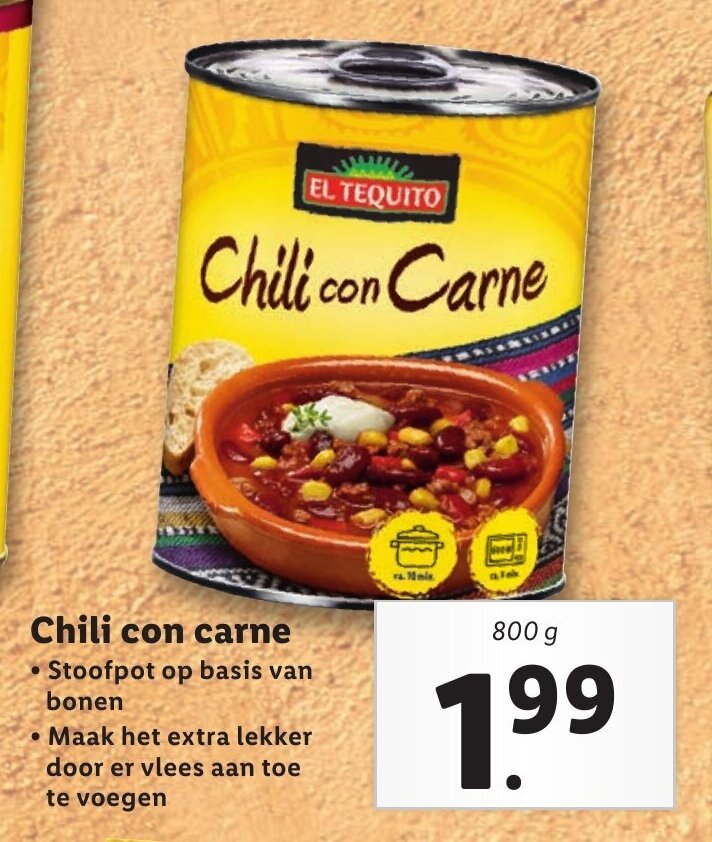 Chili con carne 800g aanbieding bij Lidl