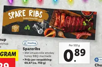 Lidl Spareribs 100g aanbieding