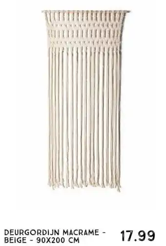 Xenos Deurgordijn macrame - beige - 90x200 cm aanbieding