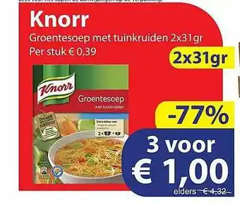 Die Grenze Knorr Groentesoep Met Tuinkruiden 2x31gr aanbieding