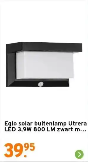 GAMMA Eglo solar buitenlamp Utrera LED 3,9W 800 LM zwart met sensor aanbieding