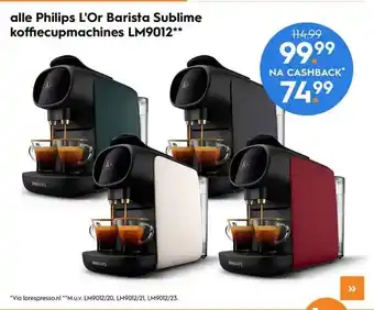 Blokker alle Philips L'Or Barista Sublime koffiecupmachines LM9012** aanbieding