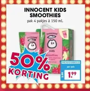 Boon`s Markt INNOCENT KIDS SMOOTHIES pak 4 pakjes à 150 ml. aanbieding