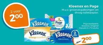 Trekpleister Kleenex en Page aanbieding