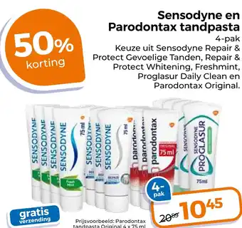 Trekpleister Sensodyne en Parodontax tandpasta aanbieding