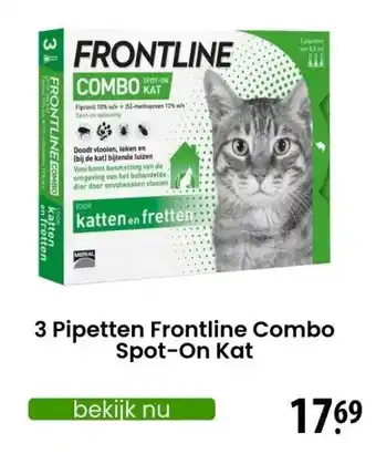 Zooplus 3 Pipetten Frontline Combo Spot-On Kat aanbieding