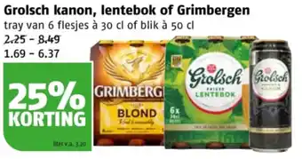 Poiesz Grolsch kanon, lentebok of Grimbergen aanbieding