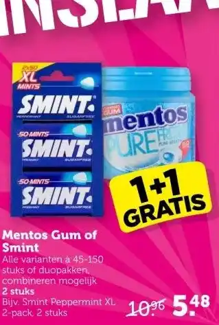 Coop Mentos Gum of Smint aanbieding