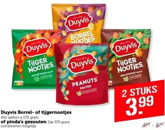 Coop Duyvis Borrel- of tijgernootjes of pinda's gezouten aanbieding