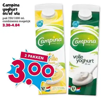 Boon`s Markt Campina yoghurt en/of vla aanbieding