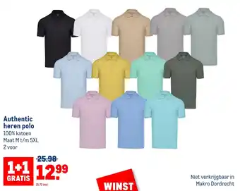 Makro Authentic Heren Polo 100% katoen Maat M t/m 5XL 2voor aanbieding