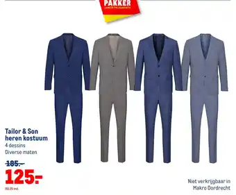 Makro Tailor & Son heren kostuum 4 dessins aanbieding