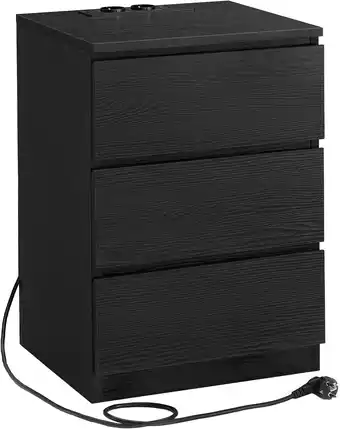 Amazon VASAGLE Nachtkastje, bijzettafel, 3 laden, afgeschuinde rand, 2 AC-stopcontacten, 2 USB-poorten, woonkamer, slaapkamer, werkk aanbieding