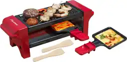 Amazon Bestron AGR102 Mini Raclette, Gourmetstel voor 1 tot 2 personen, incl. 2 pannen & 2 houten spatels, met antiaanbaklaag, 350W, aanbieding