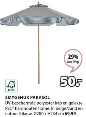 Jysk SMYGEHUK PARASOL aanbieding