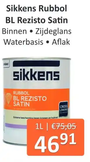 De Verfzaak Sikkens Rubbol BL Rezisto Satin 1L aanbieding