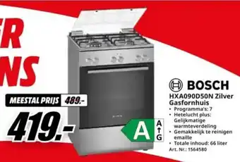 MediaMarkt BOSCH HXA090D50N Zilver Gasfornhuis aanbieding