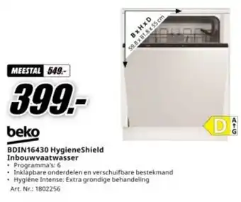 MediaMarkt beko BDIN16430 HygieneShield Inbouwvaatwasser aanbieding