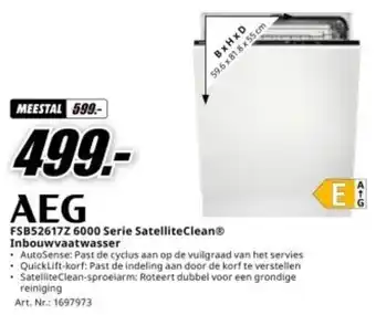 MediaMarkt AEG FSB52617Z 6000 Serie SatelliteClean Inbouwvaatwasser aanbieding