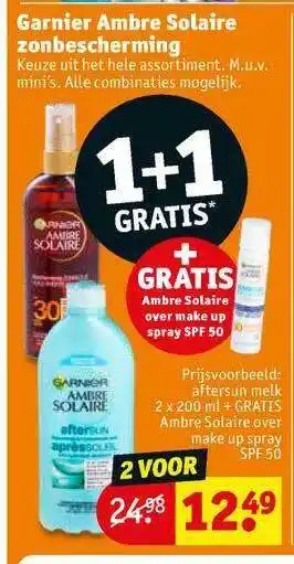 Kruidvat Garnier Ambre Solaire Zonbescherming 1+1 Gratis aanbieding