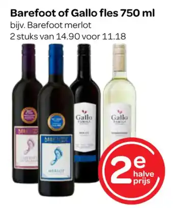 Spar Barefoot of Gallo fles 750 mL aanbieding