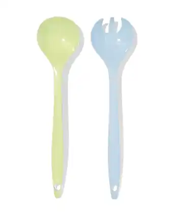 HEMA HEMA Opscheplepel Set Melamine Lila/geel 29cm aanbieding