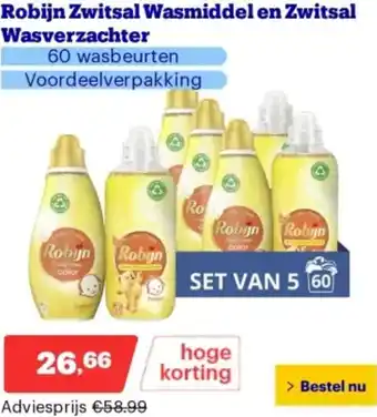 Bol.com Robijn Zwitsal Wasmiddel en Zwitsal Wasverzachter aanbieding