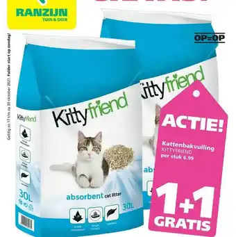 Ranzijn Kattenbakvulling Kittyfriend 1+1 Gratis aanbieding