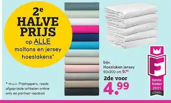 Leen Bakker Hoeslaken Jersey 90x200cm aanbieding