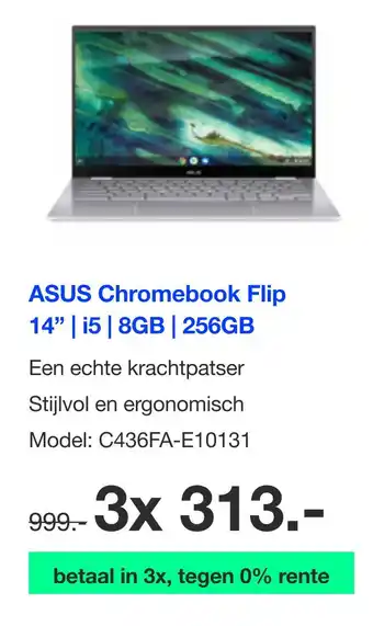 DirectSale ASUS Chromebook Flip 14" | 15| 8GB| 256GB aanbieding