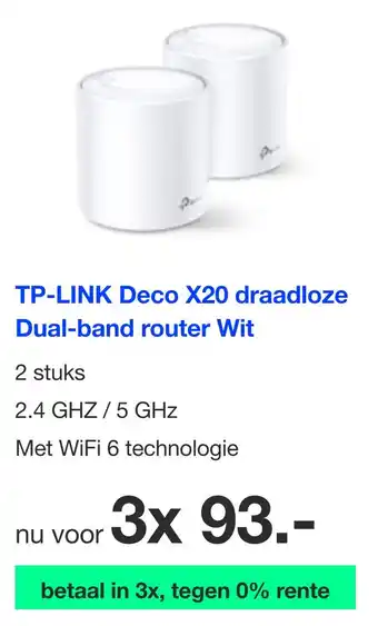 DirectSale TP-LINK Deco X20 draadloze Dual-band router Wit aanbieding