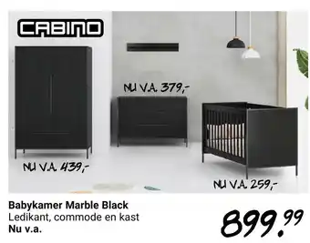 Van Asten BabySuperstore Cabino Babykamer Marble zwart aanbieding