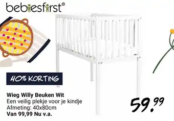 Van Asten BabySuperstore Bebies First Wieg Willy Beuken wit aanbieding