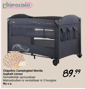 Van Asten BabySuperstore Chipolino Campingbed Merida Asphalt linnen aanbieding