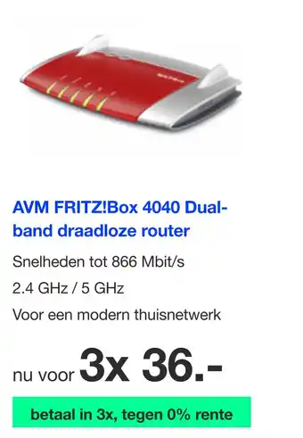 DirectSale AVM FRITZ!Box 4040 Dualband draadloze router aanbieding