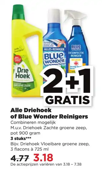 PLUS Alle Driehoek of blue wonder reinigers aanbieding