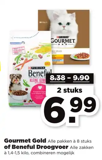 PLUS Gourmet gold 8 st of Beneful droogvoer 1.4-1.5 kg aanbieding