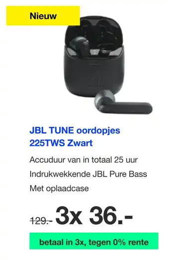 DirectSale JBL TUNE oordopjes 225TWS Zwart aanbieding