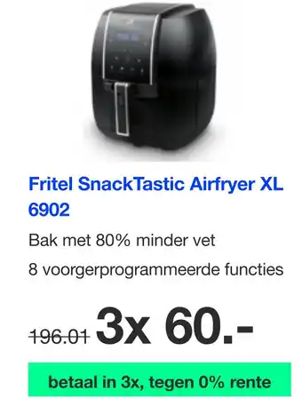 DirectSale Fritel SnackTastic Airfryer XL 6902 aanbieding