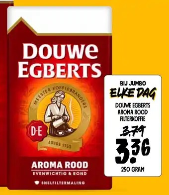 Jumbo DOUWE EGBERTS AROMA ROOD FILTERKOFFIE 250 gram aanbieding