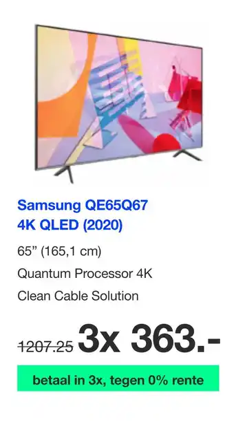 DirectSale Samsung QE65Q67 4K QLED (2020) aanbieding