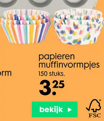 HEMA Papieren muffinvormpjes 150st aanbieding