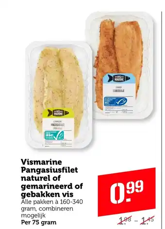 Coop Vismarine Pangasiusfilet naturel of gemarineerd of gebakken vis aanbieding