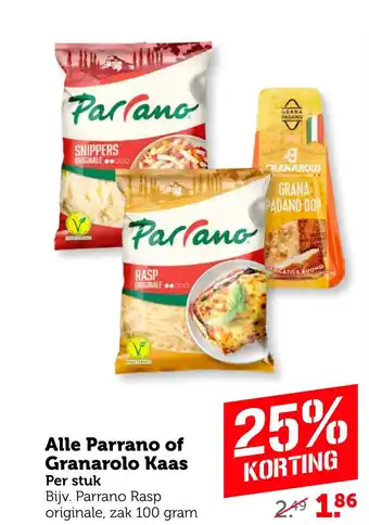 Coop Parrano of Granarolo Kaas aanbieding