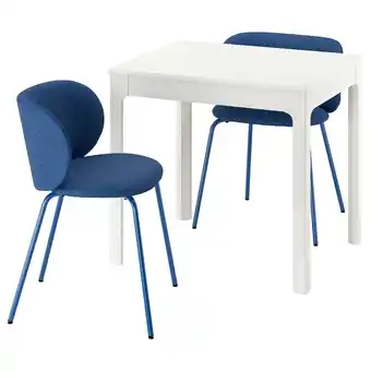 IKEA Ekedalen / krylbo Tafel met 2 stoelen, wit/tonerud blauw, 80/120 cm aanbieding