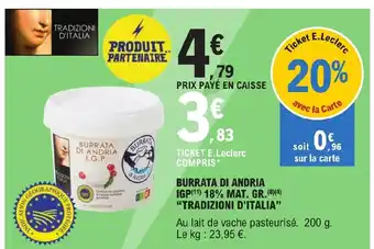 Lidl BURRATA DI ANDRIA "TRADIZIONI D'ITALIA" 200g aanbieding