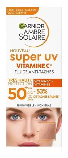 De Online Drogist Garnier Ambre Solaire Super UV - Vitamine C* Anti-Pigmentvlekken Fluid SPF 50+ aanbieding