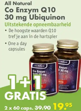 Gezond & Wel All Natural Co Enzym Q10 30 mg Ubiquinon aanbieding