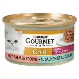 Pets Place Gourmet Gold Hartig Torentje Duo - Kattenvoer - Zalm Koolvis 85 g aanbieding